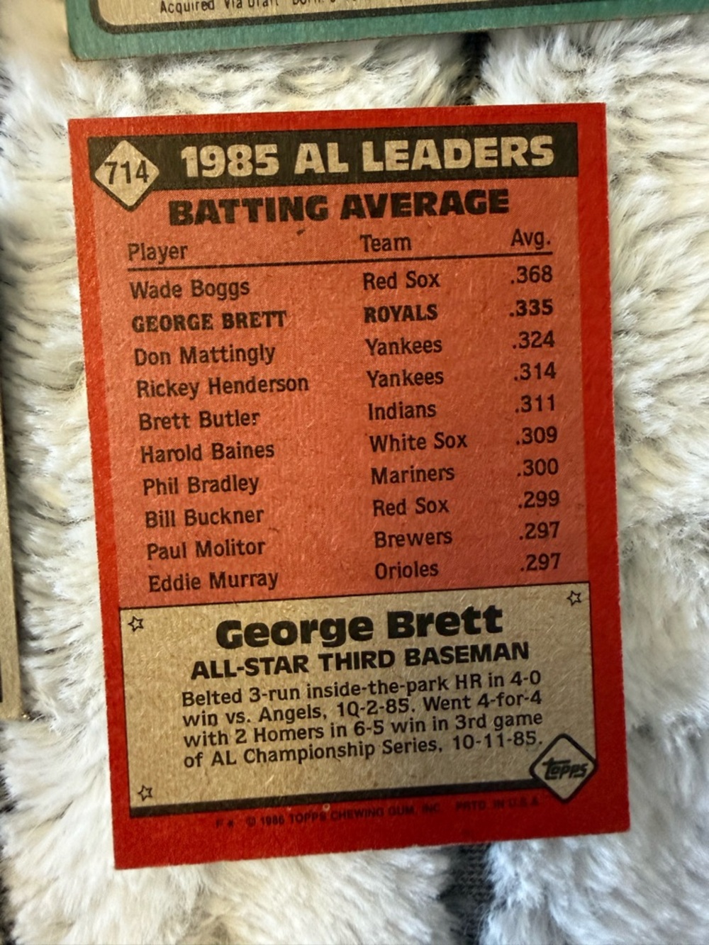 Topps George Brett Kansas City Royals Card - Blue/White - Picture 10 of 10